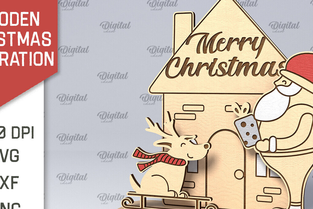 Σετ των 2 Intra απο ξύλο plywood 3mm-4mm πάχος – Ξύλινο χριστουγεννιάτικο ντεκόρ  κοπής με λέιζερ Δίασταση  20x20 cm INTRAFABR-107882356