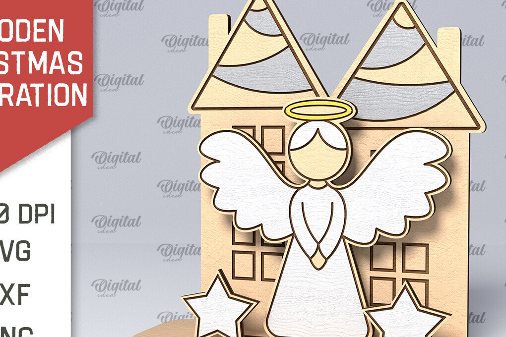 Σετ των 2 Intra απο ξύλο plywood 3mm-4mm πάχος – Ξύλινο χριστουγεννιάτικο ντεκόρ  κοπής με λέιζερ Δίασταση  20x20 cm INTRAFABR-107882718