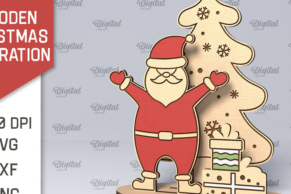 Σετ των 2 Intra απο ξύλο plywood 3mm-4mm πάχος – Ξύλινο χριστουγεννιάτικο ντεκόρ  κοπής με λέιζερ Δίασταση  20x20 cm INTRAFABR-107883420