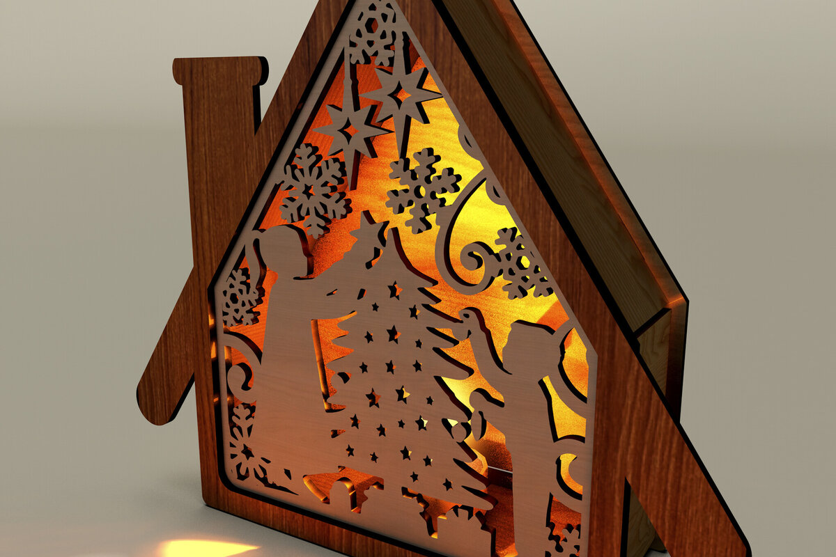 Σετ των 2 Intra απο ξύλο plywood 3mm-4mm πάχος – Ξύλινο Χριστουγεννιάτικο Φανάρι Δίασταση  20x20 cm INTRAFABR-109272830