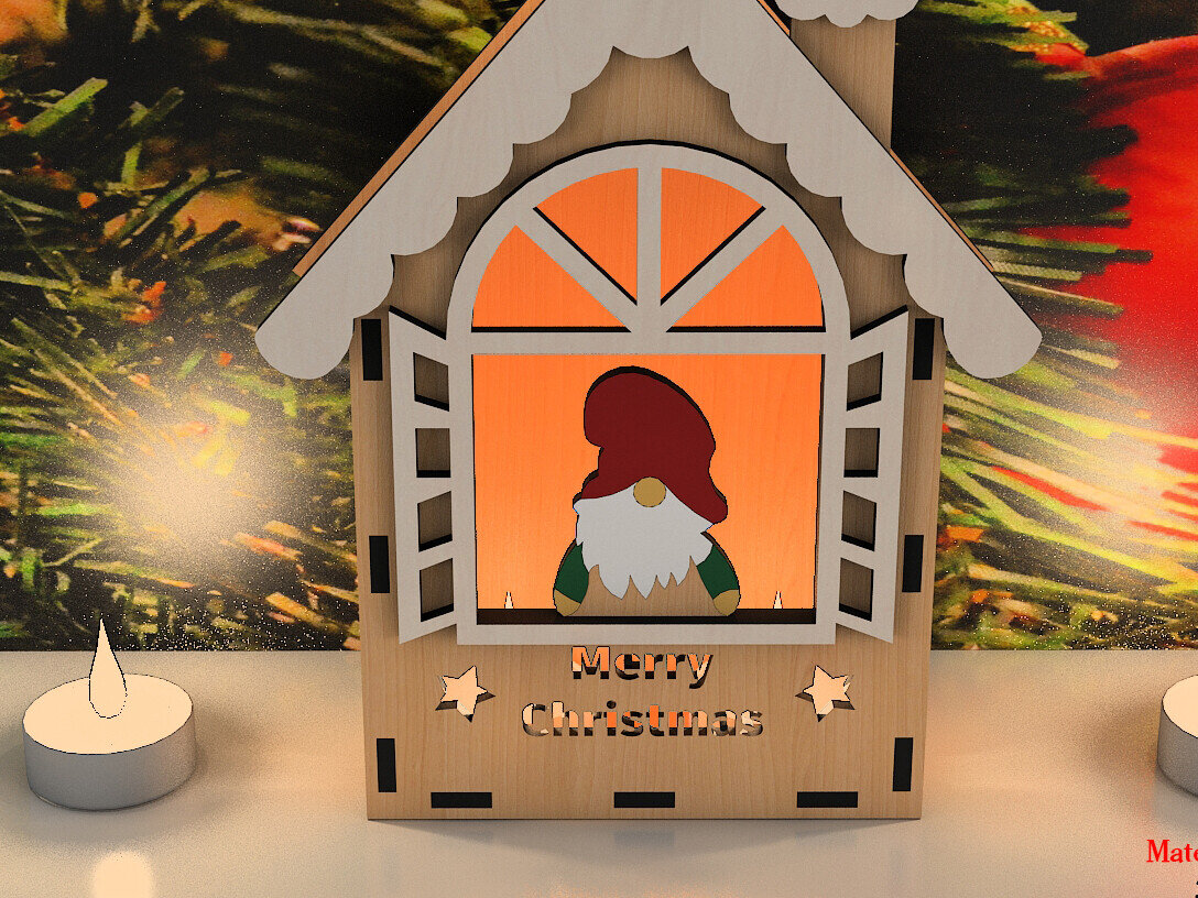 Σετ των 2 Intra απο ξύλο plywood 3mm-4mm πάχος – Ξύλινο Χριστουγεννιάτικο Σπίτι / Θήκη για ρεσώ Δίασταση  20x20 cm INTRAFABR-80412691