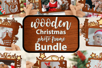 Σετ των 2 Intra απο ξύλο plywood 3mm-4mm πάχος – Ξύλινη χριστουγεννιάτικη κορνίζα 3d δέσμη Δίασταση  20x20 cm INTRAFABR-78178949