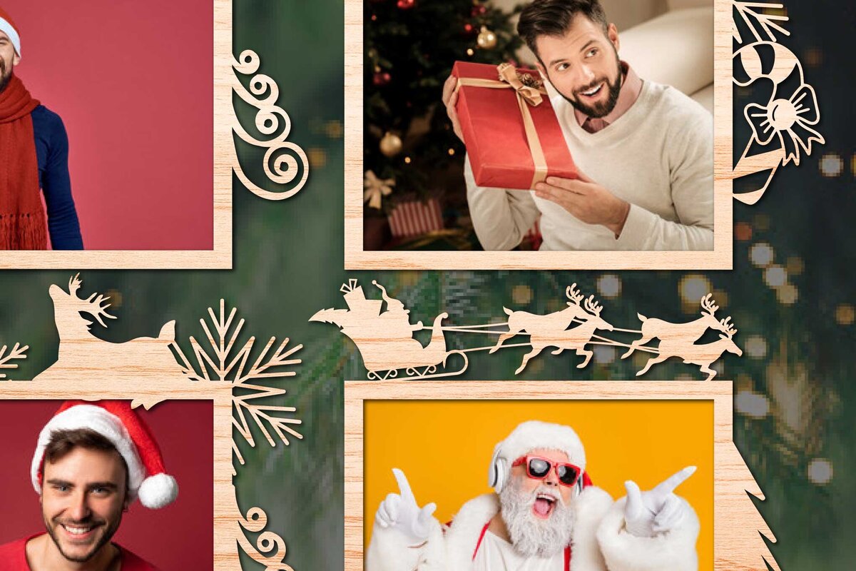 Σετ των 2 Intra απο ξύλο plywood 3mm-4mm πάχος – Ξύλινη χριστουγεννιάτικη κορνίζα φωτογραφιών πακέτο Δίασταση  20x20 cm INTRAFABR-78202069