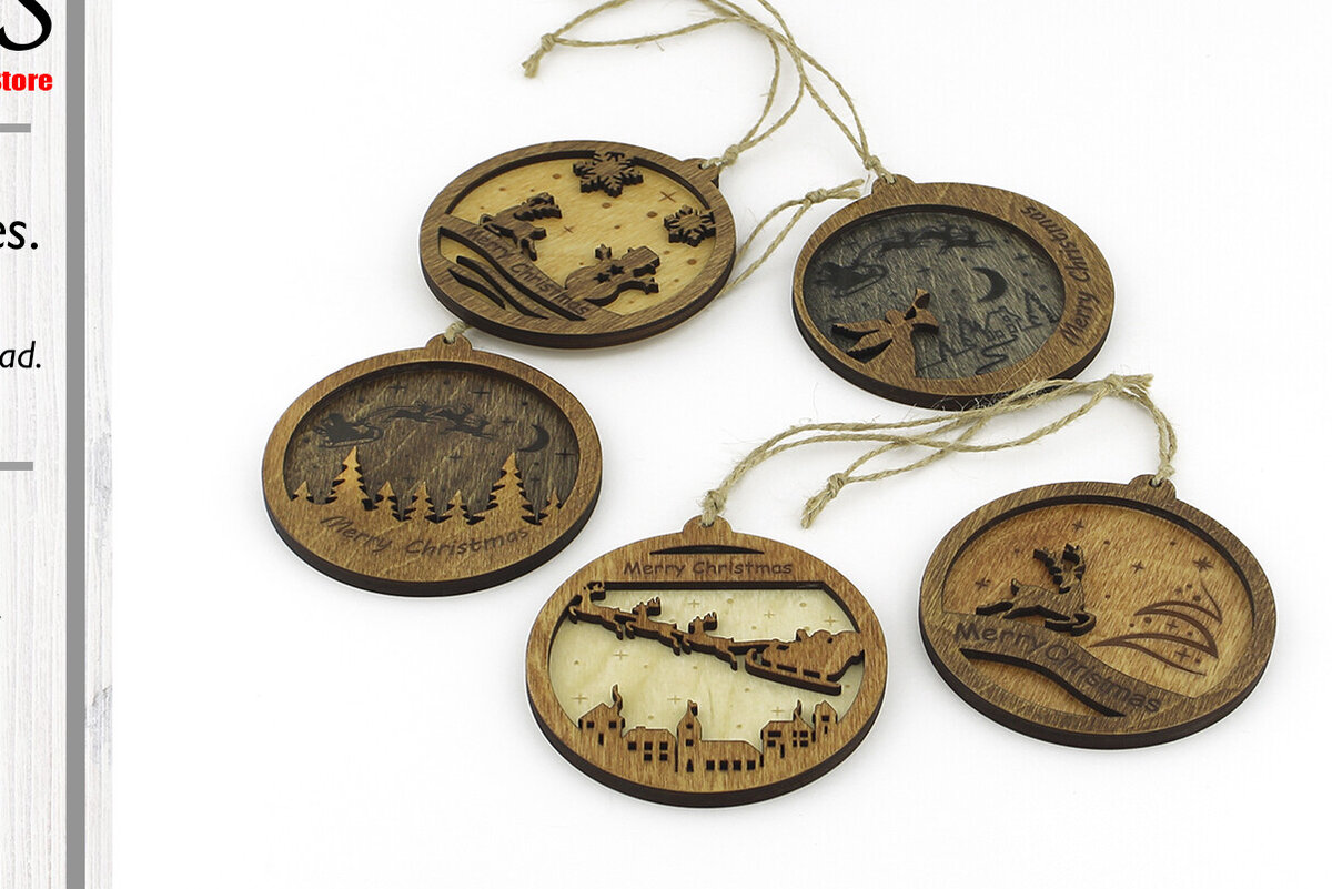 Σετ των 2 Intra απο ξύλο plywood 3mm-4mm πάχος – Ξύλινα χριστουγεννιάτικα παιχνίδια. Αρχείο κοπής με λέιζερ. Δίασταση  20x20 cm INTRAFABR-86341815