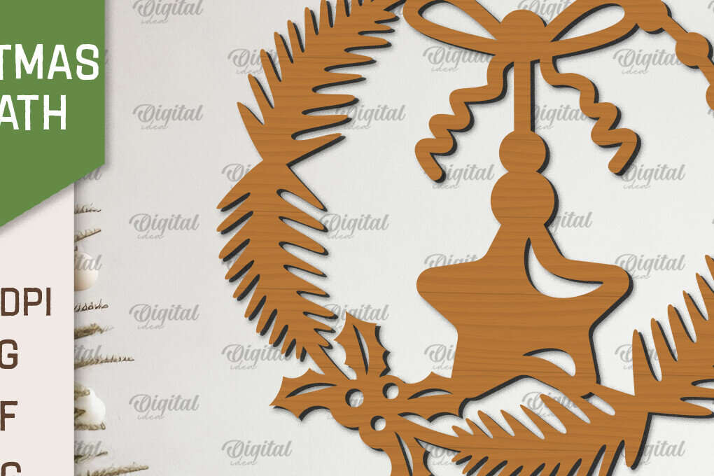 Σετ των 2 Intra απο ξύλο plywood 3mm-4mm πάχος – Ξύλινο Χριστουγεννιάτικο στεφάνι με λέιζερ Δίασταση  20x20 cm INTRAFABR-99883344