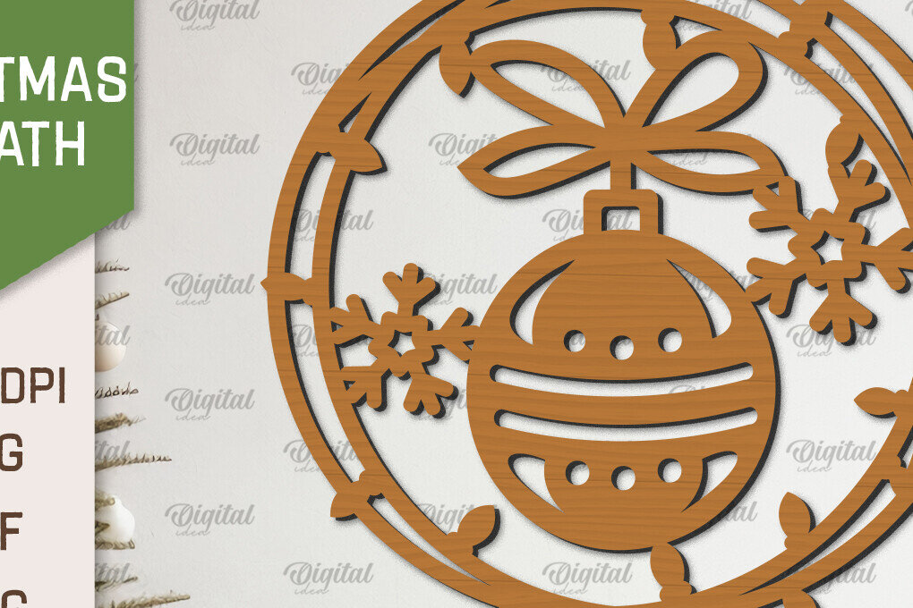 Σετ των 2 Intra απο ξύλο plywood 3mm-4mm πάχος – Ξύλινο Χριστουγεννιάτικο στεφάνι με λέιζερ Δίασταση  20x20 cm INTRAFABR-99883361