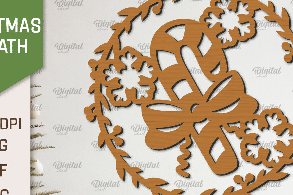 Σετ των 2 Intra απο ξύλο plywood 3mm-4mm πάχος – Ξύλινο Χριστουγεννιάτικο στεφάνι με λέιζερ Δίασταση  20x20 cm INTRAFABR-99883372