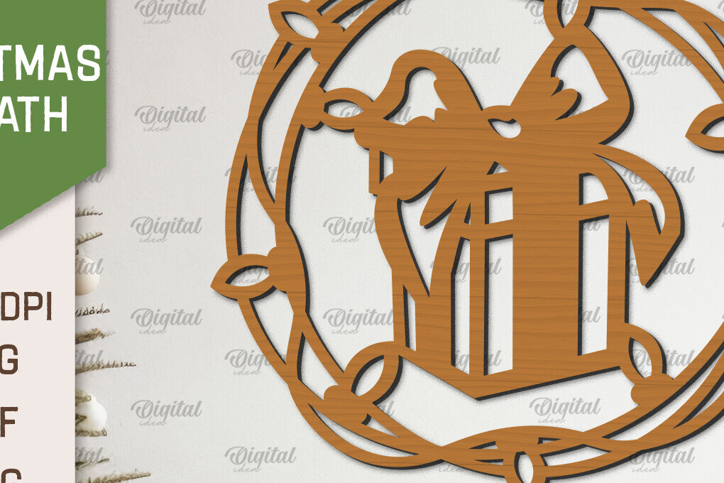 Σετ των 2 Intra απο ξύλο plywood 3mm-4mm πάχος – Ξύλινο Χριστουγεννιάτικο στεφάνι με λέιζερ Δίασταση  20x20 cm INTRAFABR-99883390