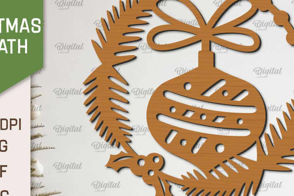 Σετ των 2 Intra απο ξύλο plywood 3mm-4mm πάχος – Ξύλινο Χριστουγεννιάτικο στεφάνι με λέιζερ Δίασταση  20x20 cm INTRAFABR-99883240