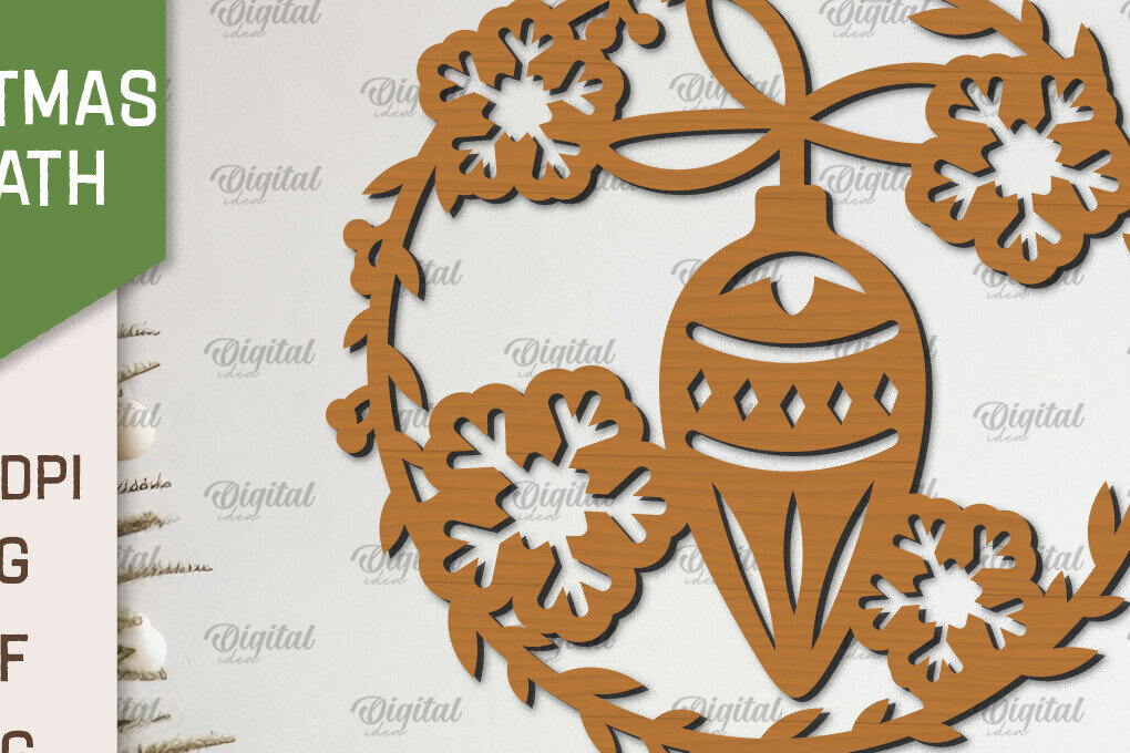 Σετ των 2 Intra απο ξύλο plywood 3mm-4mm πάχος – Ξύλινο Χριστουγεννιάτικο στεφάνι με λέιζερ Δίασταση  20x20 cm INTRAFABR-99883257