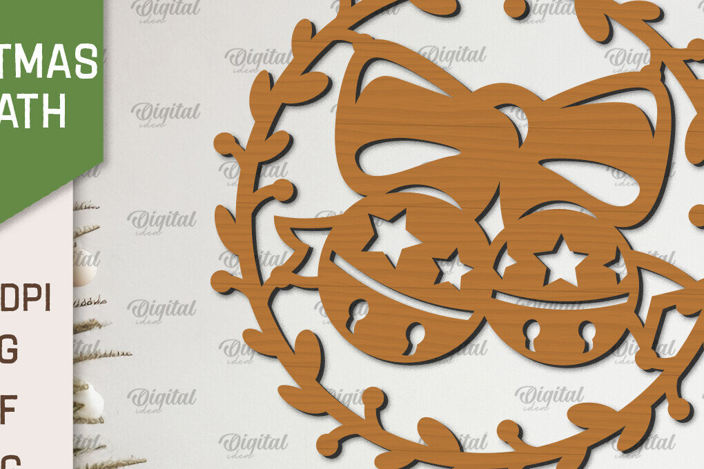 Σετ των 2 Intra απο ξύλο plywood 3mm-4mm πάχος – Ξύλινο Χριστουγεννιάτικο στεφάνι με λέιζερ Δίασταση  20x20 cm INTRAFABR-99883321