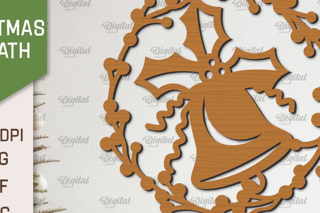 Σετ των 2 Intra απο ξύλο plywood 3mm-4mm πάχος – Ξύλινο Χριστουγεννιάτικο στεφάνι με λέιζερ Δίασταση  20x20 cm INTRAFABR-99883334