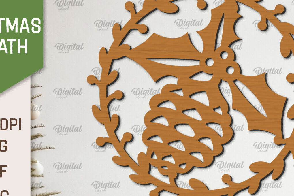 Σετ των 2 Intra απο ξύλο plywood 3mm-4mm πάχος – Ξύλινο Χριστουγεννιάτικο στεφάνι με λέιζερ Δίασταση  20x20 cm INTRAFABR-99883170