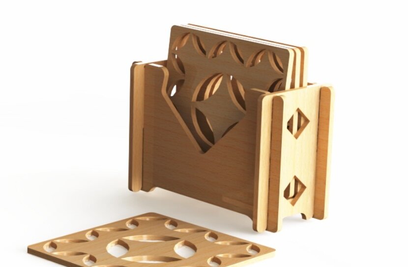 Σετ των 2 Intra απο ξύλο plywood 3mm-4mm πάχος – Σετ σουβέρ ξύλινο με βάση Δίασταση  20x20 cm INTRAFABR-51294875