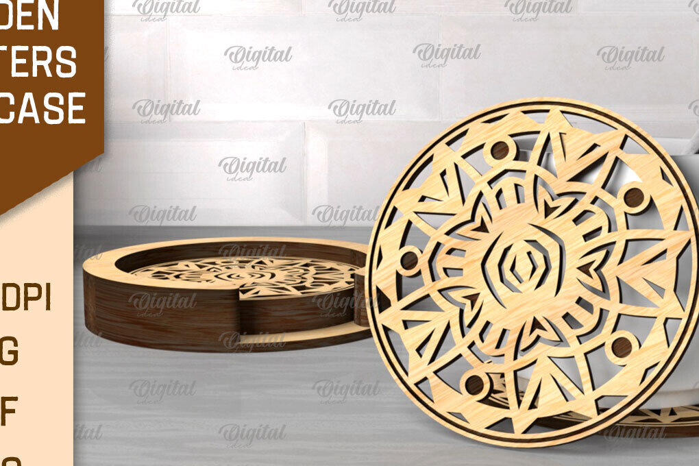 Σετ των 2 Intra απο ξύλο plywood 3mm-4mm πάχος – Ξύλινα σουβέρ με θήκη Δίασταση  20x20 cm INTRAFABR-107429579