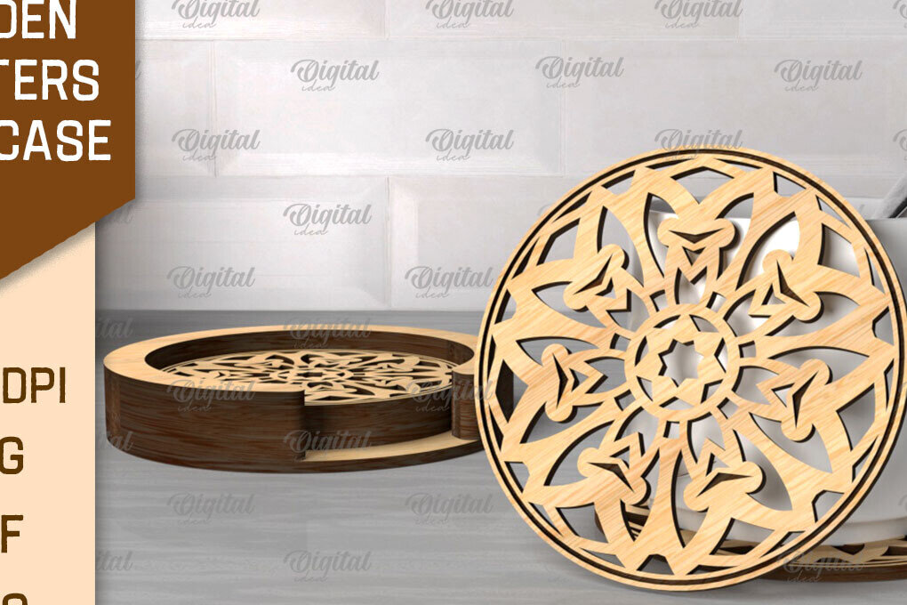 Σετ των 2 Intra απο ξύλο plywood 3mm-4mm πάχος – Ξύλινα σουβέρ με θήκη Δίασταση  20x20 cm INTRAFABR-107429313