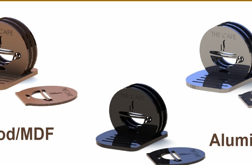 Σετ των 2 Intra απο ξύλο plywood 3mm-4mm πάχος – Ξύλινο σουβέρ για καφέ με βάση Δίασταση  20x20 cm INTRAFABR-51458528