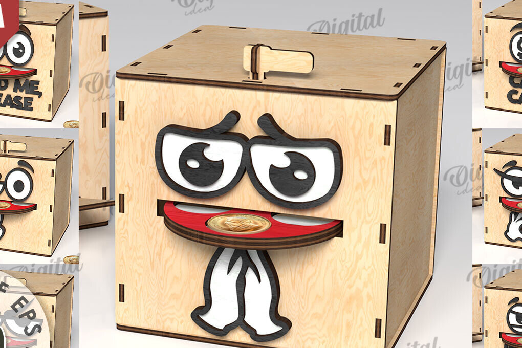 Σετ των 2 Intra απο ξύλο plywood 3mm-4mm πάχος – Ξύλινα κουτιά τράπεζας νομισμάτων Δέσμη κοπής με λέιζερ Δίασταση  20x20 cm INTRAFABR-108901632