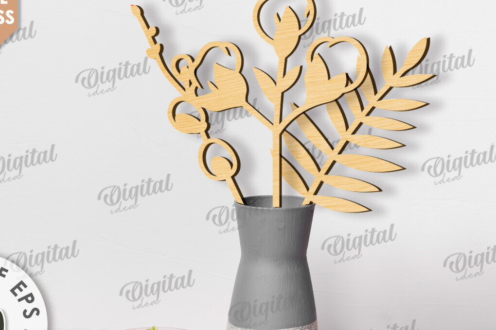 Σετ των 2 Intra απο ξύλο plywood 3mm-4mm πάχος – Ξύλινη διακόσμηση Λουλούδια με λέιζερ Δίασταση  20x20 cm INTRAFABR-117828800