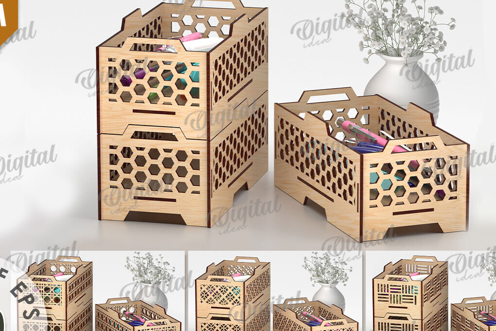 Σετ των 2 Intra απο ξύλο plywood 3mm-4mm πάχος – Ξύλινα διακοσμητικά κουτιά LaserCut Bundle Δίασταση  20x20 cm INTRAFABR-109743089