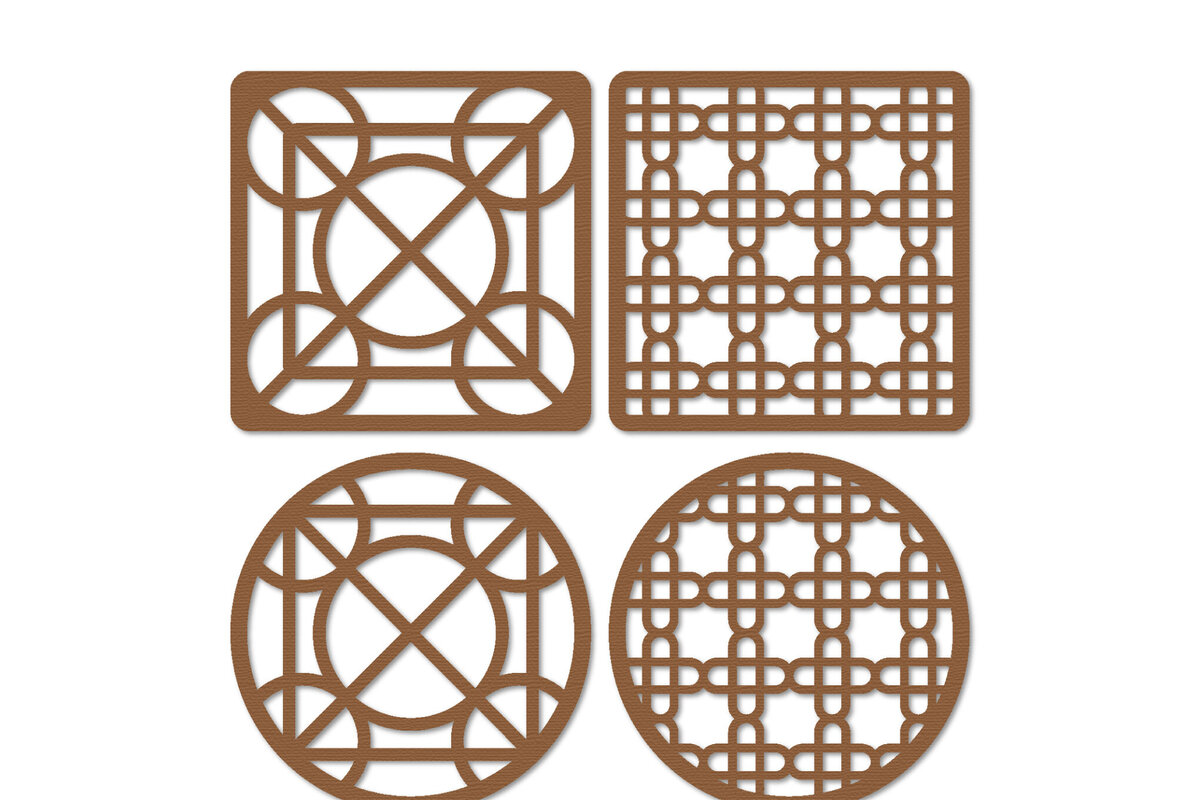 Σετ των 2 Intra απο ξύλο plywood 3mm-4mm πάχος – Ξύλινο διακοσμητικό σουβέρ κοπής με λέιζερ Δίασταση  40x30 cm INTRAFABR-125344255