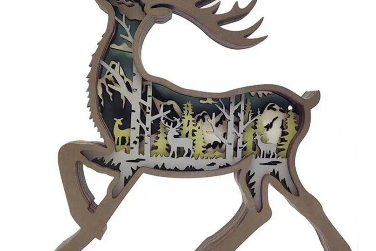 Σετ των 2 Intra απο ξύλο plywood 3mm-4mm πάχος – Ξύλινο στολίδι ελαφιού Δίασταση  20x20 cm INTRAFABR-86952370