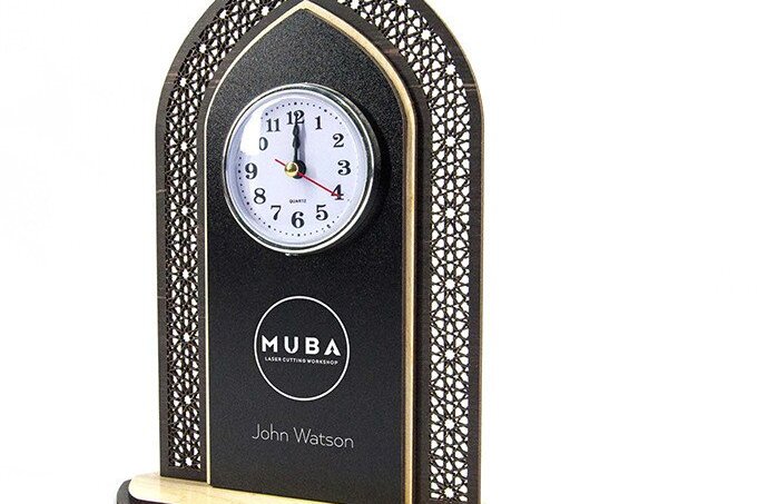 Σετ των 2 Intra απο ξύλο plywood 3mm-4mm πάχος – Ξύλινο ρολόι γραφείου Δίασταση  20x20 cm INTRAFABR-38044688