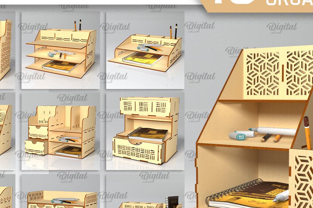 Σετ των 2 Intra απο ξύλο plywood 3mm-4mm πάχος – Ξύλινες οργανώσεις γραφείου Δέσμη κοπής με λέιζερ Δίασταση  20x20 cm INTRAFABR-98269281