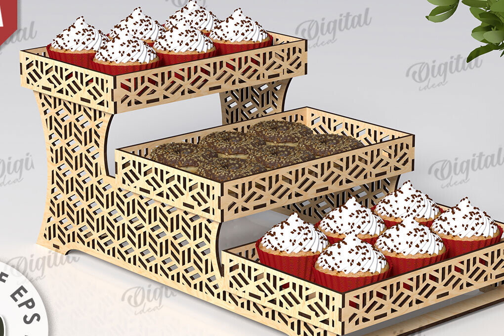 Σετ των 2 Intra απο ξύλο plywood 3mm-4mm πάχος – Ξύλινη βάση για επιδόρπιο  κοπής με λέιζερ Δίασταση  20x20 cm INTRAFABR-111357384