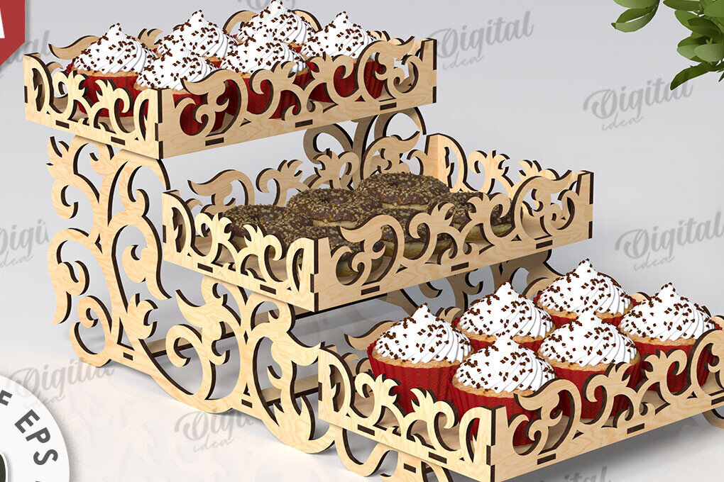 Σετ των 2 Intra απο ξύλο plywood 3mm-4mm πάχος – Ξύλινη βάση για επιδόρπιο  κοπής με λέιζερ Δίασταση  20x20 cm INTRAFABR-111357413