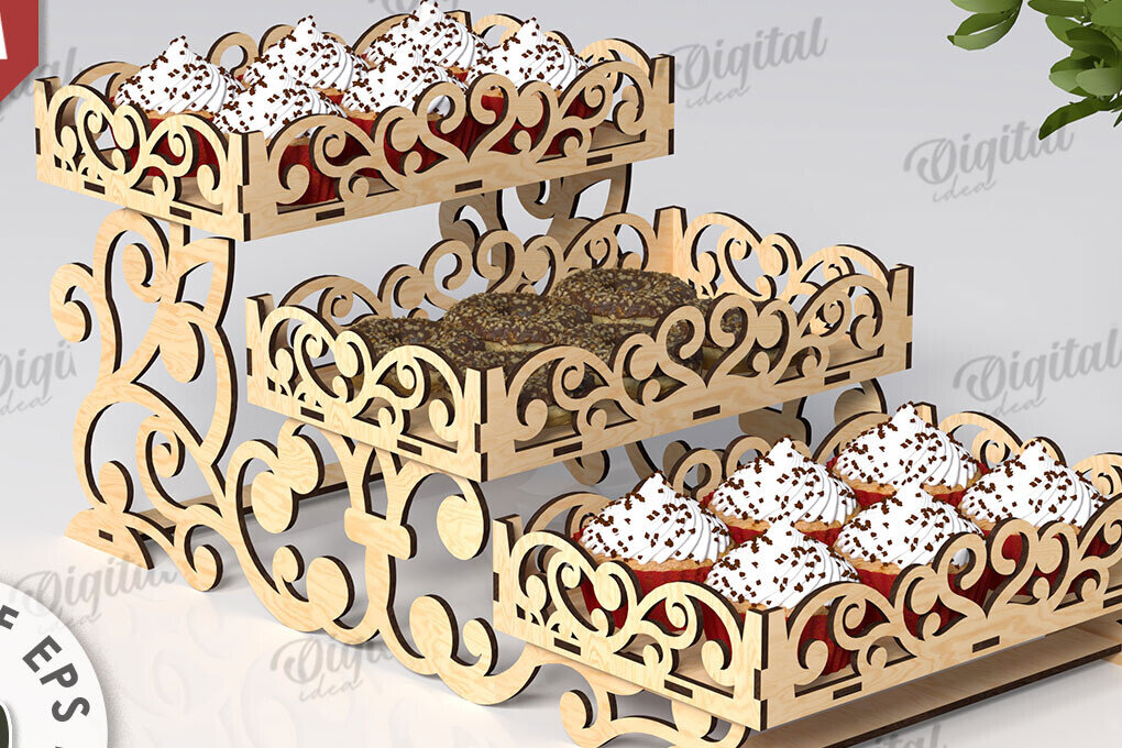 Σετ των 2 Intra απο ξύλο plywood 3mm-4mm πάχος – Ξύλινη βάση για επιδόρπιο  κοπής με λέιζερ Δίασταση  20x20 cm INTRAFABR-111357476