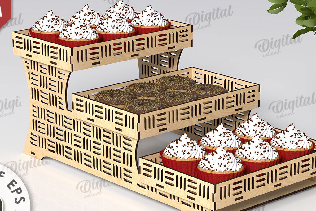 Σετ των 2 Intra απο ξύλο plywood 3mm-4mm πάχος – Ξύλινη βάση για επιδόρπιο  κοπής με λέιζερ Δίασταση  20x20 cm INTRAFABR-111357262