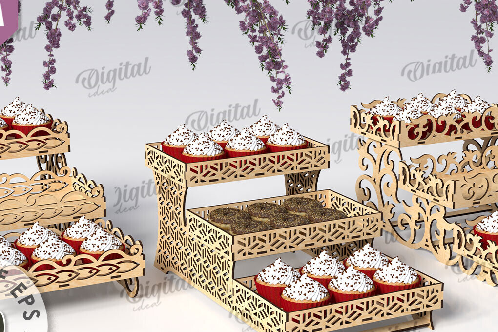 Σετ των 2 Intra απο ξύλο plywood 3mm-4mm πάχος – Ξύλινες βάσεις για επιδόρπιο Δέσμη κοπής με λέιζερ Δίασταση  20x20 cm INTRAFABR-111420456