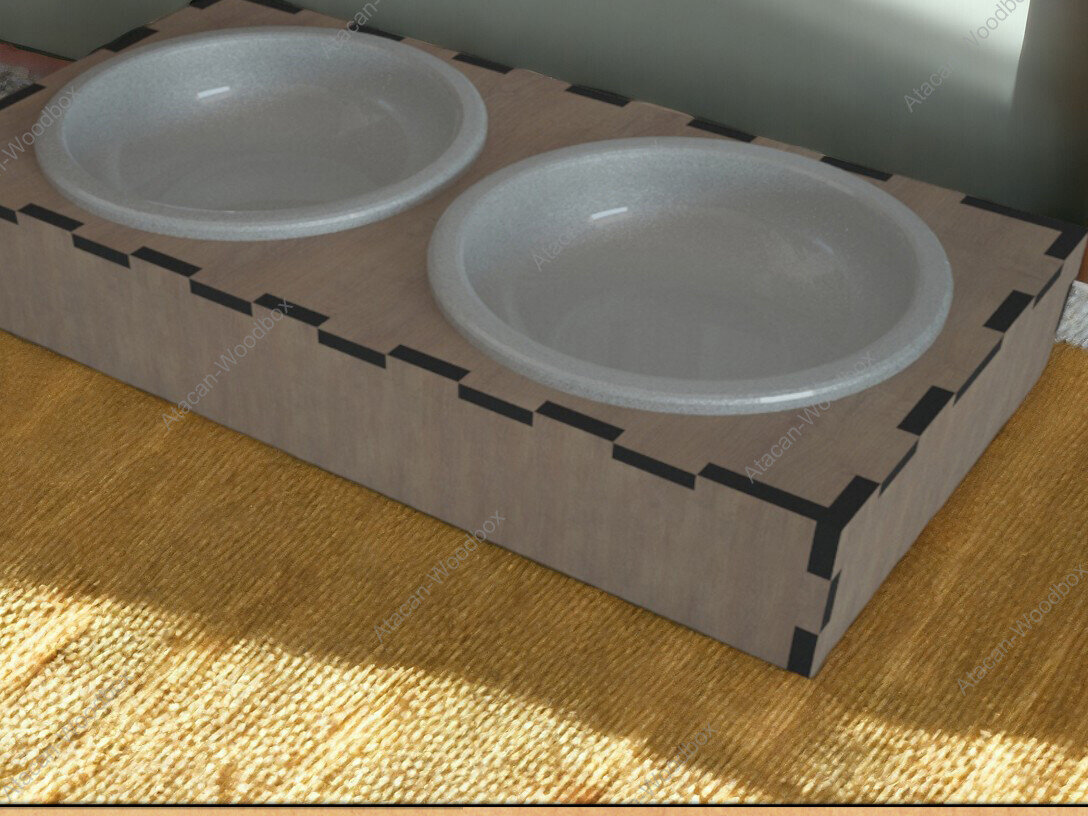 Σετ των 2 Intra απο ξύλο plywood 3mm-4mm πάχος – Ξύλινη βάση για μπολ για σκύλους / Τροφοδότης για γάτες για σκύλους Δίασταση  20x20 cm INTRAFABR-91940483