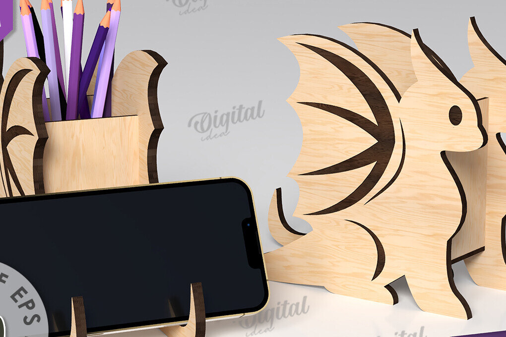 Σετ των 2 Intra απο ξύλο plywood 3mm-4mm πάχος – Ξύλινη θήκη για στυλό Dragon Cut Laser Δίασταση  20x20 cm INTRAFABR-112435910