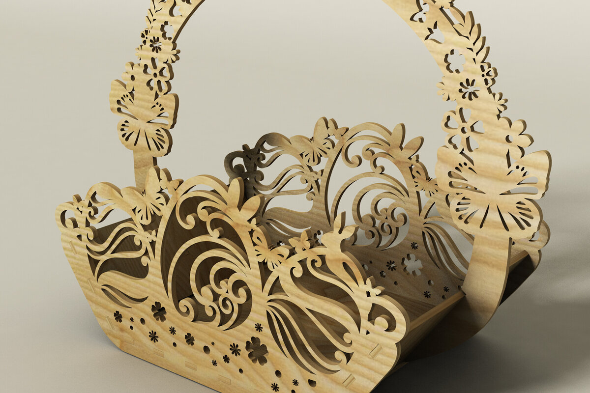 Σετ των 2 Intra απο ξύλο plywood 3mm-4mm πάχος – Ξύλινο πασχαλινό καλάθι Δίασταση  20x20 cm INTRAFABR-117671991