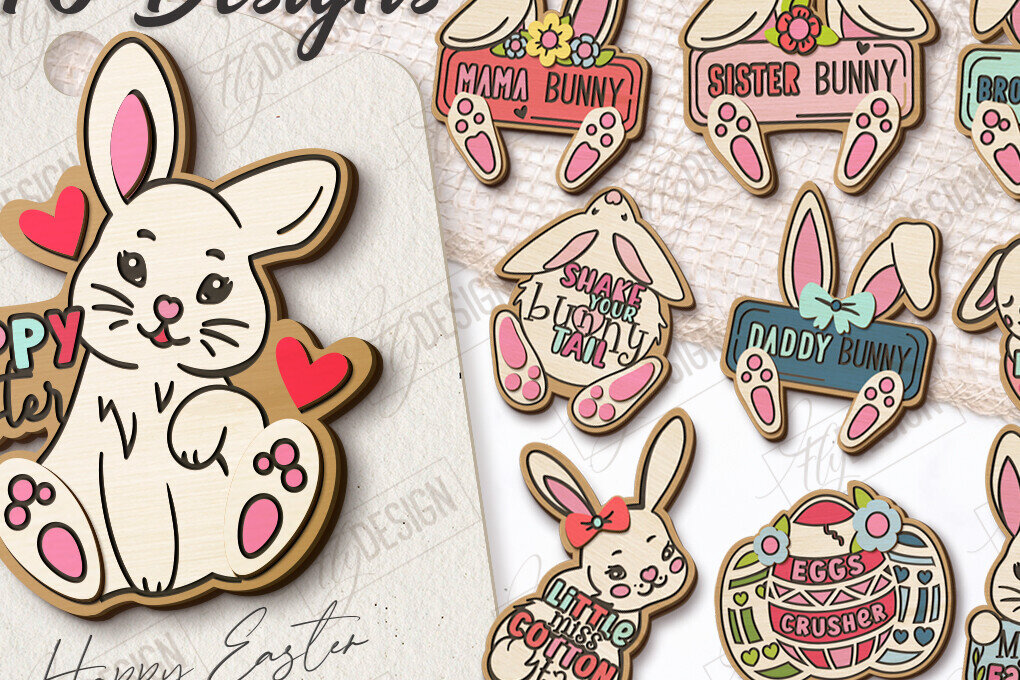 Σετ των 2 Intra απο ξύλο plywood 3mm-4mm πάχος – Ξύλινη Πασχαλινή Καρφίτσα |Αξεσουάρ Δίασταση  20x20 cm INTRAFABR-117339130