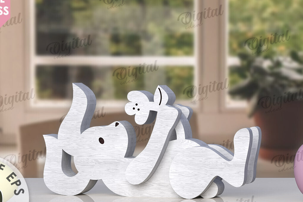 Σετ των 2 Intra απο ξύλο plywood 3mm-4mm πάχος – Ξύλινο Πασχαλινό Λαγουδάκι με λέιζερ. 3D λαγουδάκι Δίασταση  20x20 cm INTRAFABR-115404771