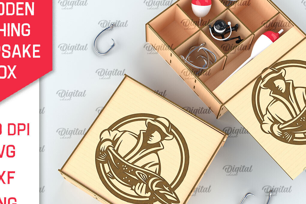 Σετ των 2 Intra απο ξύλο plywood 3mm-4mm πάχος –  κοπής με λέιζερ ξύλινο κουτί ψαρέματος Δίασταση  20x20 cm INTRAFABR-99887023