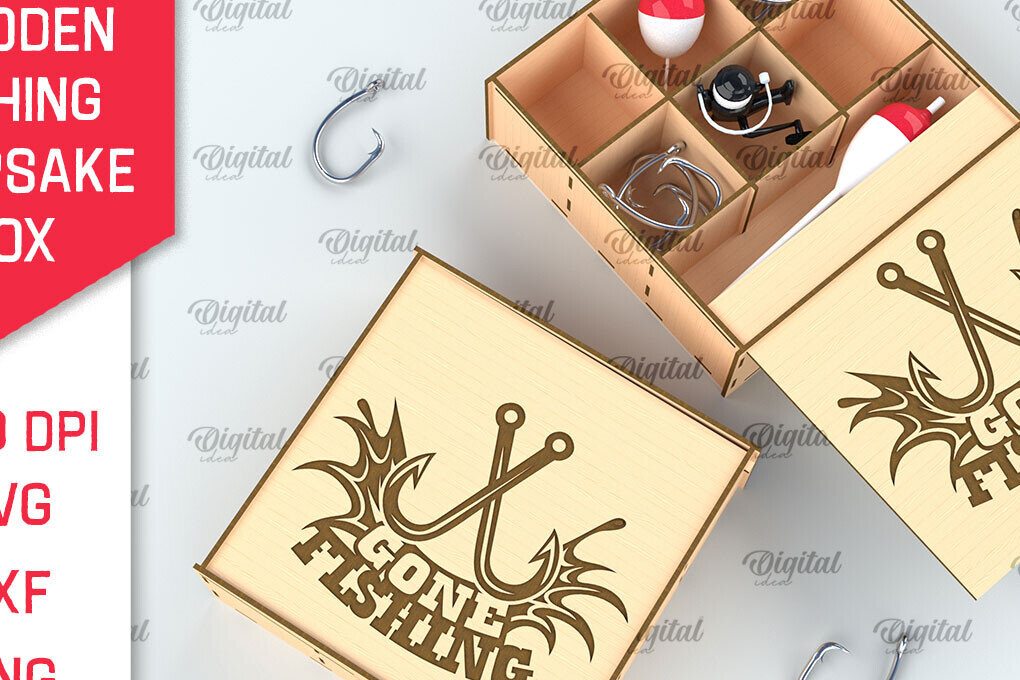 Σετ των 2 Intra απο ξύλο plywood 3mm-4mm πάχος –  κοπής με λέιζερ ξύλινο κουτί ψαρέματος Δίασταση  20x20 cm INTRAFABR-99886595