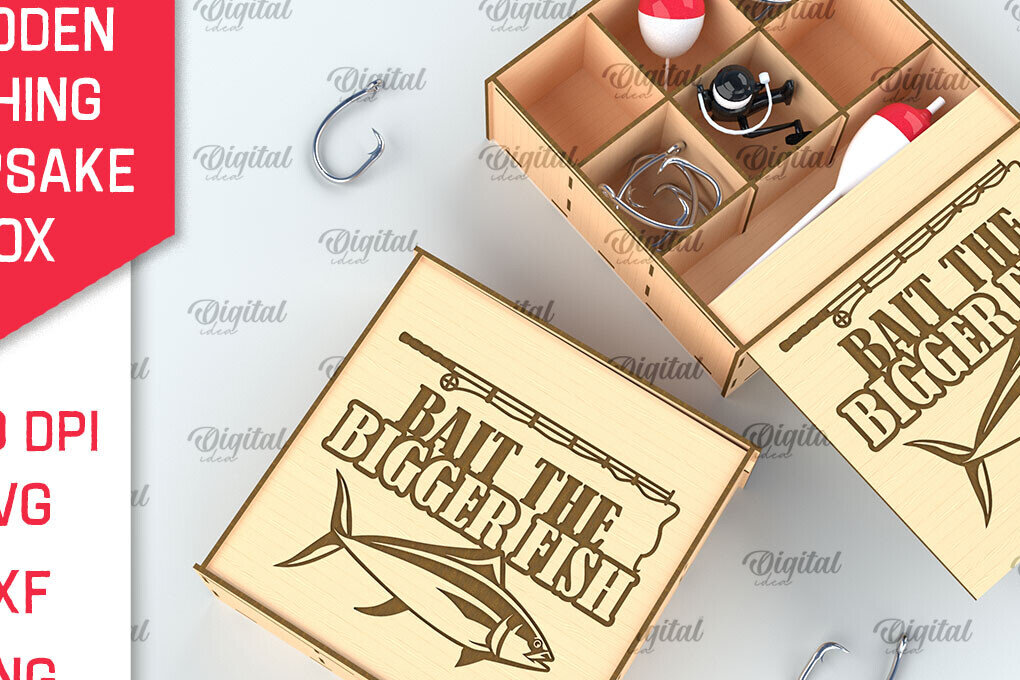 Σετ των 2 Intra απο ξύλο plywood 3mm-4mm πάχος –  κοπής με λέιζερ ξύλινο κουτί ψαρέματος Δίασταση  20x20 cm INTRAFABR-99886774