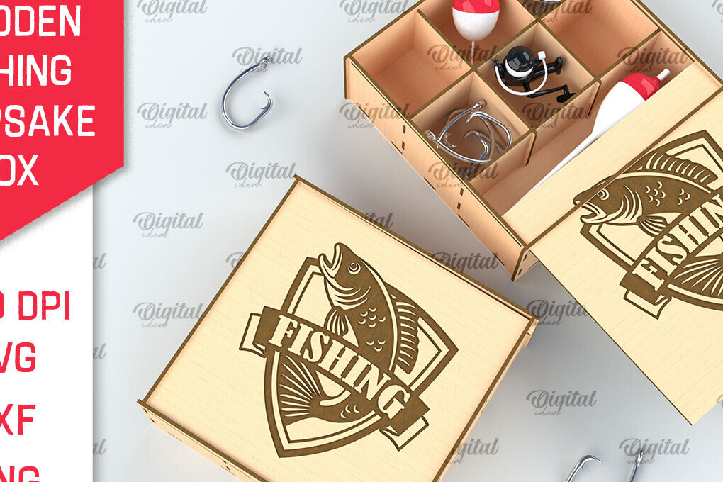 Σετ των 2 Intra απο ξύλο plywood 3mm-4mm πάχος –  κοπής με λέιζερ ξύλινο κουτί ψαρέματος Δίασταση  20x20 cm INTRAFABR-99886955