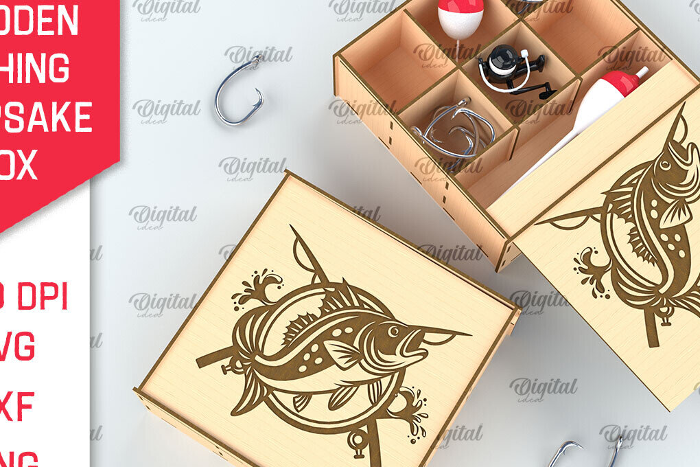 Σετ των 2 Intra απο ξύλο plywood 3mm-4mm πάχος –  κοπής με λέιζερ ξύλινο κουτί ψαρέματος Δίασταση  20x20 cm INTRAFABR-99886979