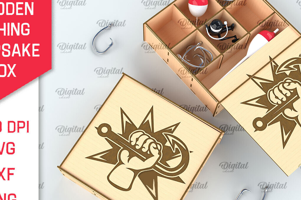 Σετ των 2 Intra απο ξύλο plywood 3mm-4mm πάχος –  κοπής με λέιζερ ξύλινο κουτί ψαρέματος Δίασταση  20x20 cm INTRAFABR-99887003