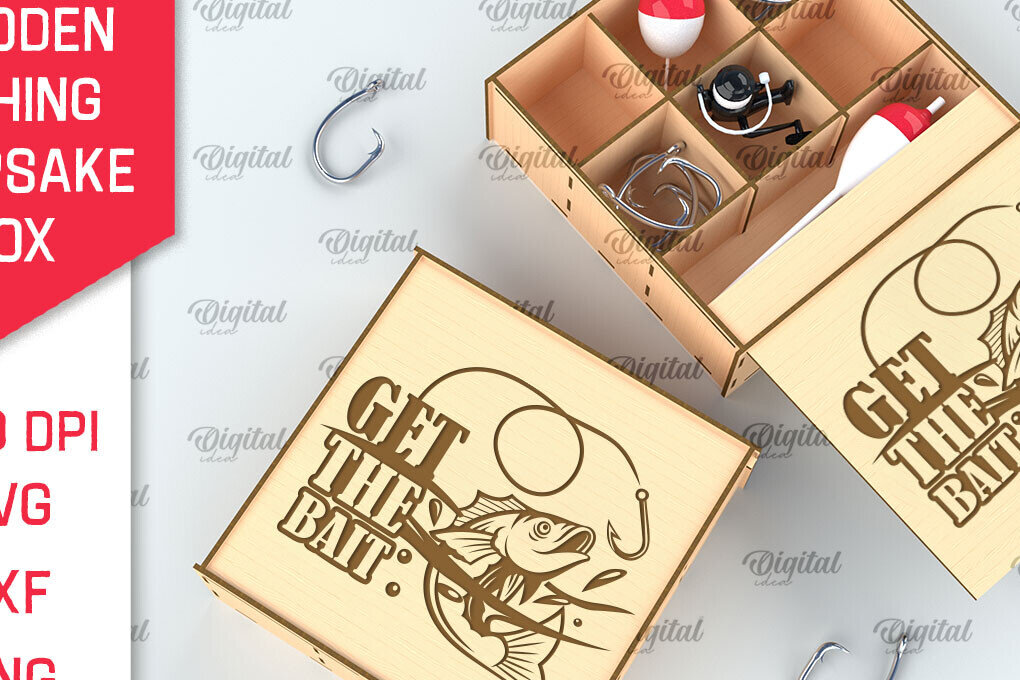 Σετ των 2 Intra απο ξύλο plywood 3mm-4mm πάχος –  κοπής με λέιζερ ξύλινο κουτί ψαρέματος Δίασταση  20x20 cm INTRAFABR-99886560