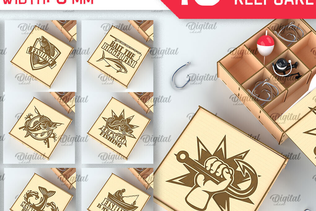 Σετ των 2 Intra απο ξύλο plywood 3mm-4mm πάχος – Ξύλινα κουτιά ψαρέματος Δέσμη κοπής με λέιζερ Δίασταση  20x20 cm INTRAFABR-99888247