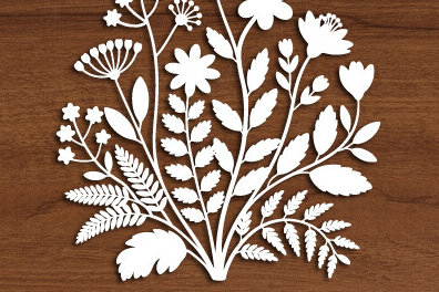 Σετ των 2 Intra απο ξύλο plywood 3mm-4mm πάχος – Ξύλινο Flower Arrange Paper Cut 1610 Δίασταση  20x20 cm INTRAFABR-122058857