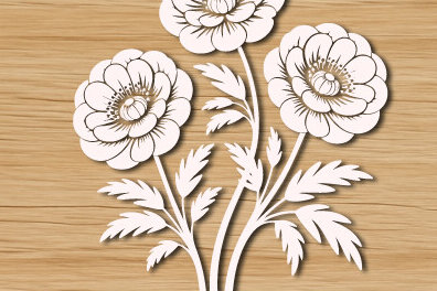 Σετ των 2 Intra απο ξύλο plywood 3mm-4mm πάχος – Ξύλινο Flower Arrange Paper Cut 1648 Δίασταση  20x20 cm INTRAFABR-123197140