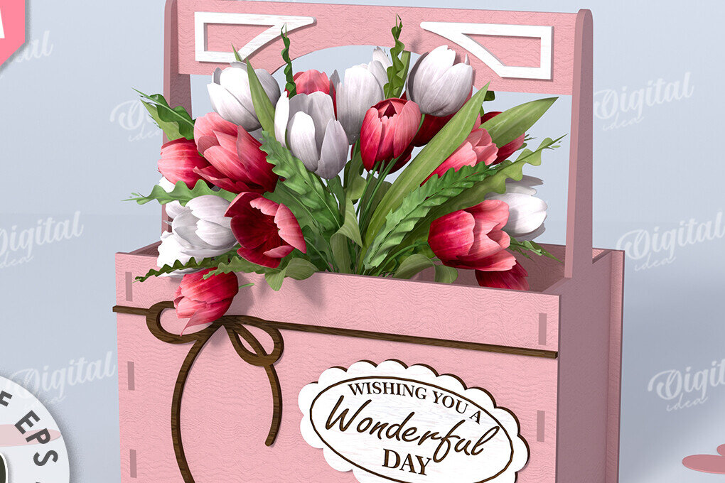 Σετ των 2 Intra απο ξύλο plywood 3mm-4mm πάχος – Ξύλινο Flower Box Κουτί δώρου Δίασταση  20x20 cm INTRAFABR-114871807