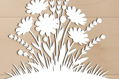Σετ των 2 Intra απο ξύλο plywood 3mm-4mm πάχος – Ξύλινο Flower Garden Paper Cut 1588 Δίασταση  20x20 cm INTRAFABR-121888329